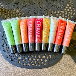 9 unopened Avon Crave lipglosses, flavour and color variety